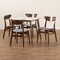 Baxton Studio Paras Mid-Century Transitional Light Grey Fabric and Walnut Brown Finished Wood 5-PC Dining Set 178-10810-11082-Zoro - alternate 7